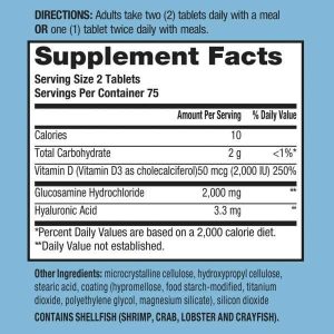 Schiff Glucosamine with Vitamin D3 & Hyaluronic Acid 2000mg